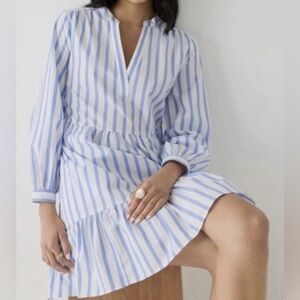 J. Crew Tiered cotton poplin mini dress in Barrie stripe size MT